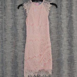 Blush Pink Lace Mini Dress